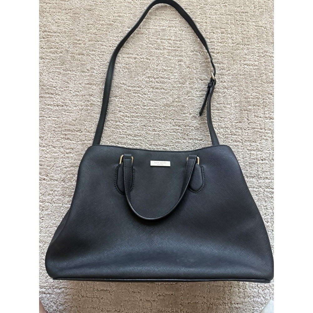 Kate Spade LAUREL WAY EVANGELIE Black Saffiano Leather Satchel Handbag Crossbody